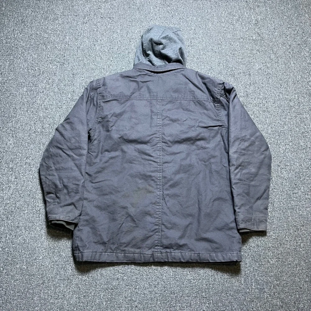 Dickies Hooded Canvas Work Jacket L Grayish Purple Lined Full Zip Snap Button